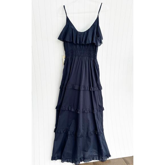 Trovata Birds of Paradis Lisboa Dress Navy Blue V Neck Maxi Sleeveless XS NWT - Picture 10 of 10